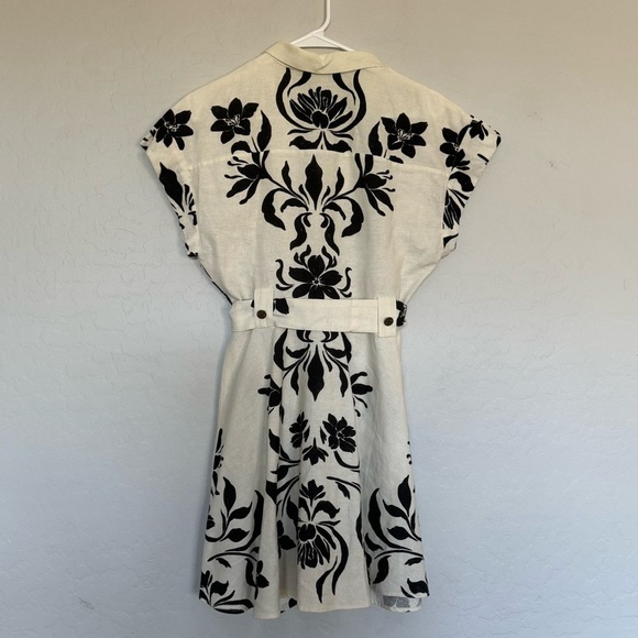 Zara LINEN BLEND PRINTED DRESS size small - Picture 9 of 15